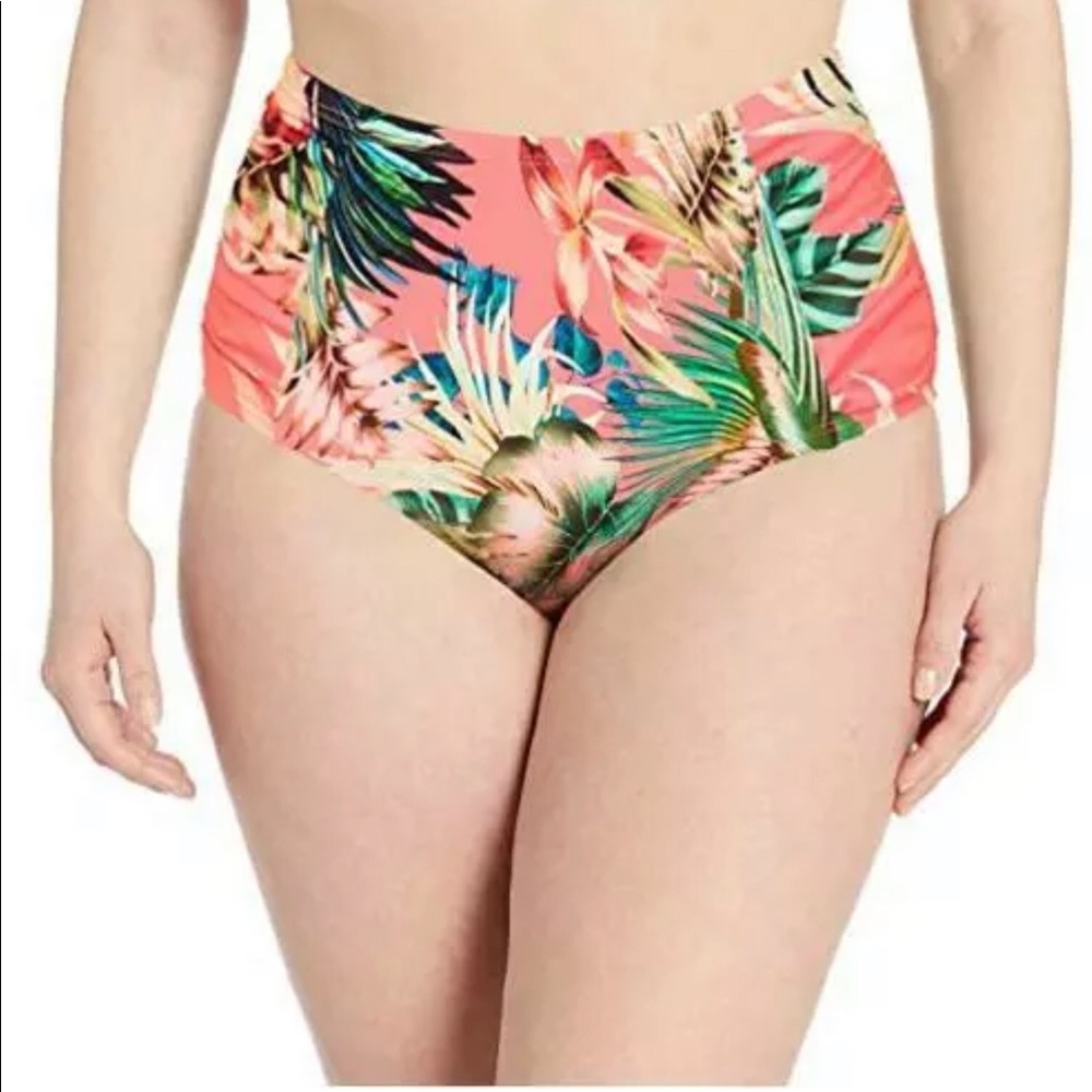 La Blanca Side Shirred High Waist Bikini Bottom Size 12 NWT